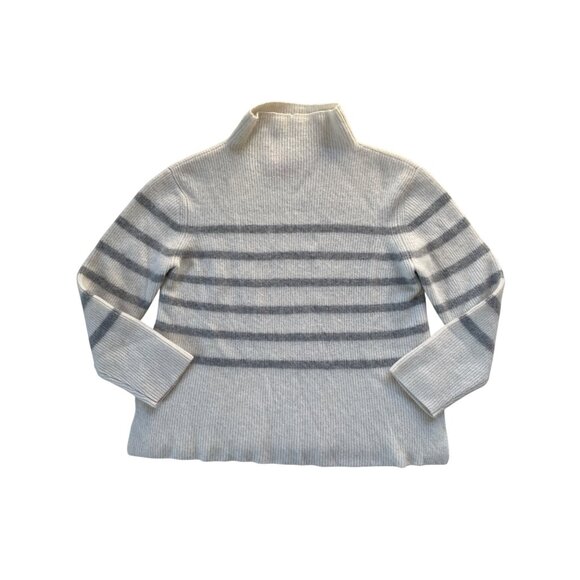 Forte Sweaters - Forte Cashmere Women's XL 100% Cashmere Neutral Stripe Turtleneck Sweater